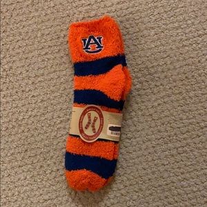 Auburn University Fuzzy Orange Navy Socks NEW